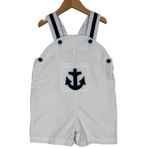 Powell Craft England Nautical Anchor Overalls 18-24M White Shortalls Sailor